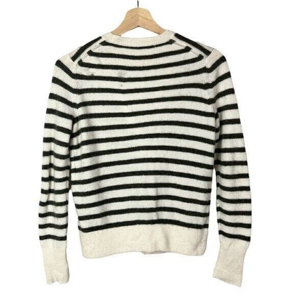 Madewell Wrap Front Sweater in Elthorne Green & White Stripe XXS - Picture 3 of 6
